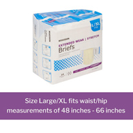 McKesson Extended Wear McKesson ONBLXL Extended Wear Maximum Absorbency Incontinence Brief, Large/Extra (BG/14)