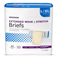 McKesson Extended Wear McKesson ONBLXL Extended Wear Maximum Absorbency Incontinence Brief, Large/Extra (BG/14)