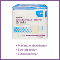 McKesson Extended Wear McKesson ONBLXL Extended Wear Maximum Absorbency Incontinence Brief, Large/Extra (CS/56)