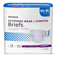 McKesson Extended Wear McKesson ONBMR Extended Wear Maximum Absorbency Incontinence Brief, Medium (BG/14)