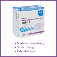McKesson Extended Wear McKesson ONBMR Extended Wear Maximum Absorbency Incontinence Brief, Medium (CS/56)