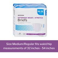 McKesson Extended Wear McKesson ONBMR Extended Wear Maximum Absorbency Incontinence Brief, Medium (CS/56)