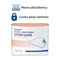 McKesson Ultra Breathable McKesson UPHV2336 Ultra Breathable Heavy Absorbency Low Air Loss Underpad, 23 x 36 (BG/10)