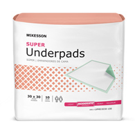 McKesson Super McKesson UPMD3030-100 Super Moderate Absorbency Underpad, 30 x 30 in, Underpads (CS/100)