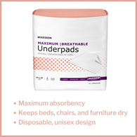 McKesson Ultimate Breathable McKesson UPMX2436 Ultimate Breathable Underpads, Maximum Protection, 24" x 36" (BG/5)