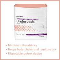 McKesson Ultimate Breathable McKesson UPMX2436 Ultimate Breathable Underpads, Maximum Protection, 24" x 36" (CS/70)
