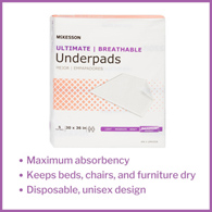 McKesson Ultimate Breathable McKesson UPMX3036 Ultimate Breathable Underpads, Maximum Protection, Heavy (BG/5)
