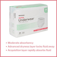 McKesson UW33844 Super Moderate Absorbent Underwear, Medium (BG/20)