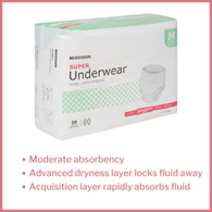 McKesson UW33844 Super Moderate Absorbent Underwear, Medium (CS/80)
