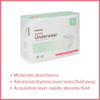 McKesson UW33845 Super Moderate Absorbent Underwear, Large (BG/18)