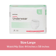 McKesson UW33845 Super Moderate Absorbent Underwear, Large (BG/18)