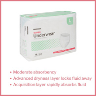 McKesson UW33845 Super Moderate Absorbent Underwear, Large (CS/72)