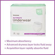 McKesson UW33853-McKesson Ultimate Maximum Absorbent Underwear, Extra Large, Underwear (BG)