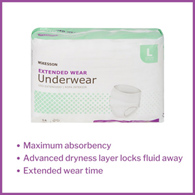 McKesson UWEXTLG-McKesson Extended Wear Maximum Absorbent Underwear, Large, Underwear (BG)