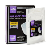 Medline Puracol Plus+ MSC8722EP Collagen Dressing w/ Silver, 2 x 2 in (1/EA)