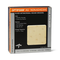 Medline Optifoam Ag+ MSC9614EP Foam Dressing w/ Silver, 4 x 4 in (10/Box)