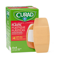 Medline Curad NON25504 Tan Adhesive Strip Bandage, 2 x 4 in (50/Box)