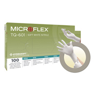 Soft White Nitrile* Microflex Medical TQ-601-S-Soft White Nitrile Exam Glove, Small, White (CS/10)
