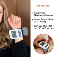 MOBI 70167 Wrist Blood Pressure Monitor - Large LCD and Auto Memory