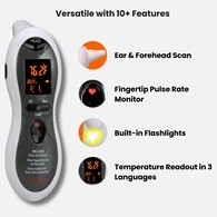 MOBI 70203 DualScan Ultra Pulse Talking Ear & Forehead Thermometer with Fingertip Pulse Monitor