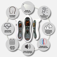 MOBI 70203 DualScan Ultra Pulse Talking Ear & Forehead Thermometer with Fingertip Pulse Monitor