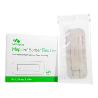 Mepilex Border Flex Lite Molnlycke 581100-Mepilex Border Flex Lite Silicone Foam Dressing, 2 x 5 in, Foams (BX/5)