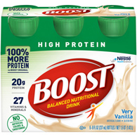 Boost High Protein Nestle Healthcare 00041679941362 Boost High Protein Vanilla Complete Nutritional Drink, 8 oz (PK/6)