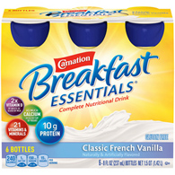 Nestle Healthcare 12230501 Carnation Breakfast Essentials, Vanilla (PK/6)