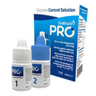 Omnis Health ALL02AM0210 Embrace Pro Blood Glucose Control Solution - 2 x 4 mL Level 1 & 2