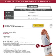OTC 0322 Kidsline Wrist Splint - Soft Foam - White