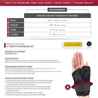 OTC 2086 6" Wrist - Thumb Splint - Black