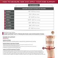 OTC 2555V Knee Support with Condyle Pads and Expansion Panel - Extra Small to 3XL Sizes