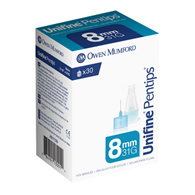 Owen Mumford AN 1130 Unifine Pentips Insulin Pen Needle, 31 Gauge, 8 mm Length (Case/1500)