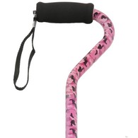 PCP 214152 Adjustable-Height Offset Handle Cane w/ Wrist Strap - Pink Camo Pattern