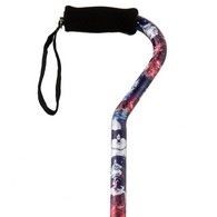 PCP 214156 Adjustable-Height Offset Handle Cane w/ Wrist Strap - Cats Pattern
