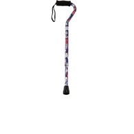 PCP 214156 Adjustable-Height Offset Handle Cane w/ Wrist Strap - Cats Pattern