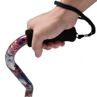 PCP 214156 Adjustable-Height Offset Handle Cane w/ Wrist Strap - Cats Pattern