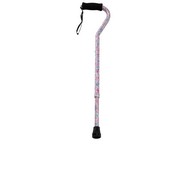 PCP 214160 Adjustable-Height Offset Handle Cane w/ Wrist Strap - Flower Garden Pattern