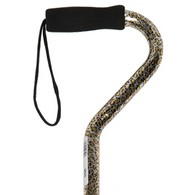 PCP 214164 Adjustable-Height Offset Handle Cane w/ Wrist Strap - Cheetah Pattern