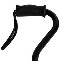 PCP 214175 Offset Cane w/ Soft Silicone Handle - Adjustable Height - Black - Molded Grip