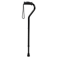 PCP 214175 Offset Cane w/ Soft Silicone Handle - Adjustable Height - Black - Molded Grip
