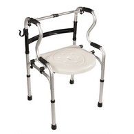 PCP 5024 5-in-1 Mobility & Bathroom Aid - Commode, Walker, Shower Seat & More - Silver on Black