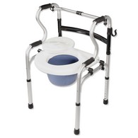 PCP 5024 5-in-1 Mobility & Bathroom Aid - Commode, Walker, Shower Seat & More - Silver on Black