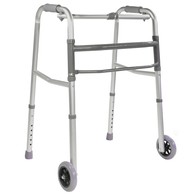 PCP 5051-SR Folding Adjustable Walker - Single Release - Adult and Jr. Sizes - Wheel Options - Gray
