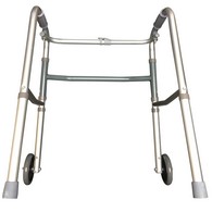PCP 5052-JW Folding Adjustable Walker - Double Release - Junior Size (25"-32") - With Wheels