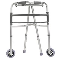 PCP 5052 Folding Adjustable Walker - Double Release - Adult Size (32"-39") - No Wheels - Rubber Tips