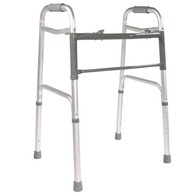 PCP 5052 Folding Adjustable Walker - Double Release - Adult Size (32"-39") - No Wheels - Rubber Tips