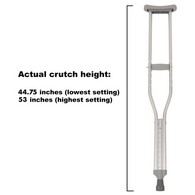 PCP 5091-P Push-Button Adjustable-Height Underarm Crutches - Adult and Youth Sizes: 4 Size Options - Chrome