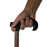 PCP 5148 Wood Cane with Derby Handle - Walnut - Medium Grip