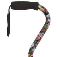 PCP 5184 Adjustable-Height Offset Handle Cane w/ Wrist Strap - Butterfly Pattern